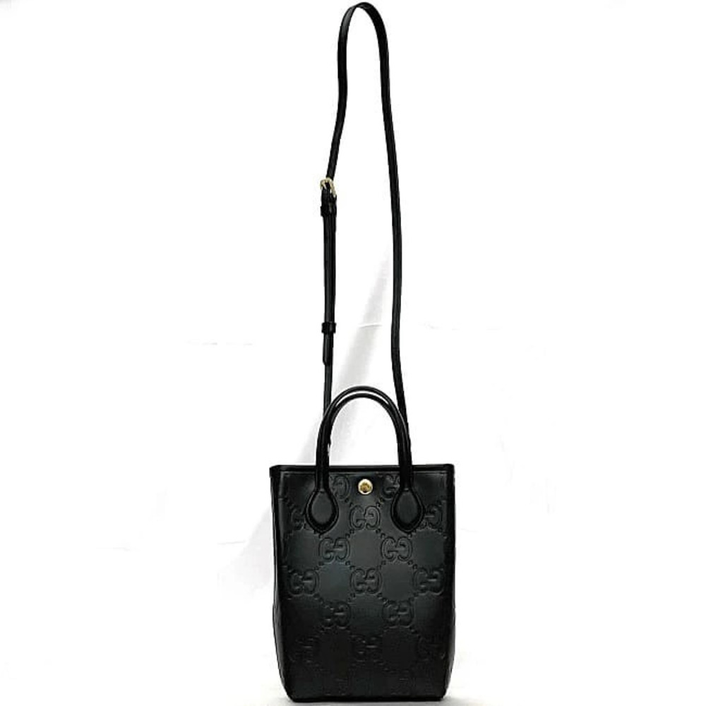 Gucci Bag Crossbody Leather Super Black GG Logo ssima